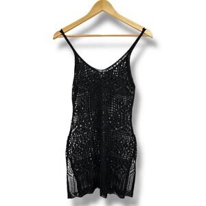 Unbranded Open Knit Swim Cover Bodycon Women’s S Black Swim Cover-up Beach Pool